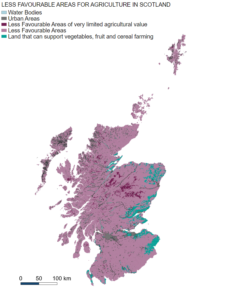  Map of Scotland showing land capability for agriculture