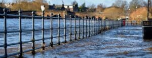 Flooded walkway in Dumfries